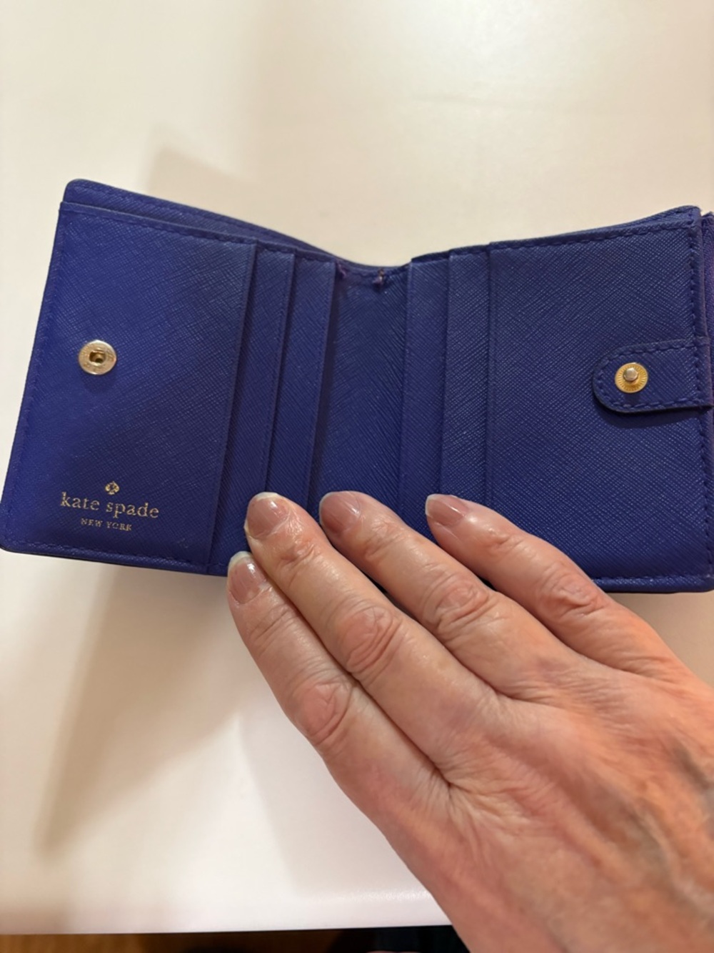 kate spade New York Saffiano Zip Card Case in Cobalt Blue with Gold Tone - Picture 6 of 8